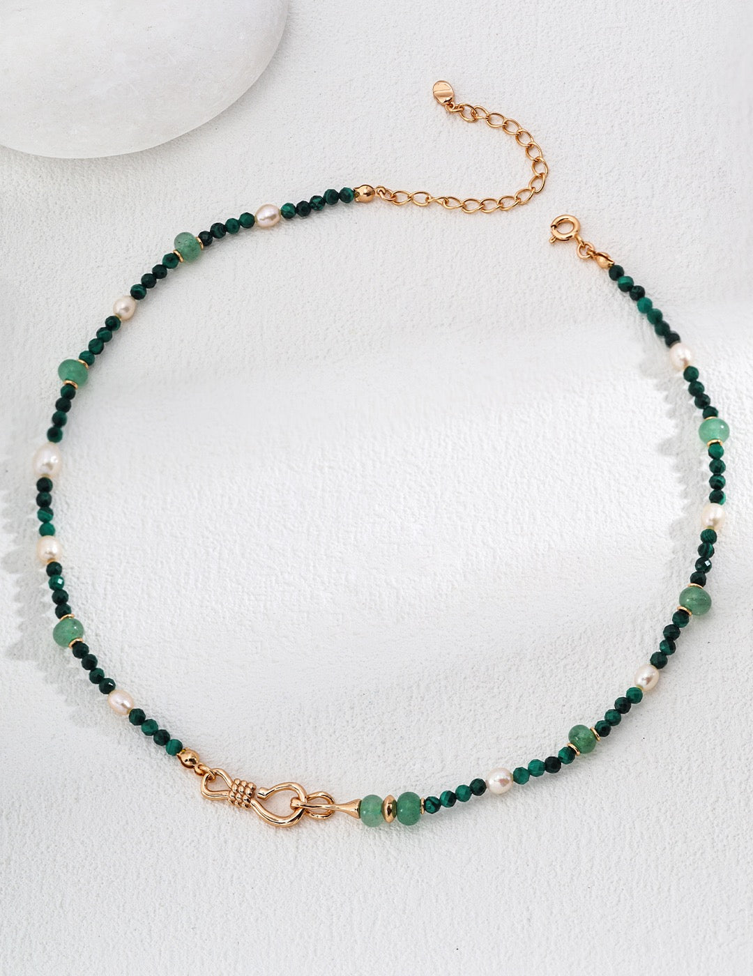 S925 Silver Green Dongling Jade Natural Malachite Pearl Necklace (necklace/bracelet dual-use)